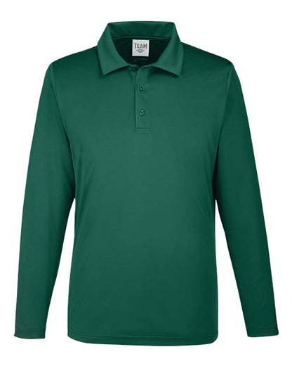 Team 365 Men's Zone Performance Long Sleeve Polo - Sport Forest Front