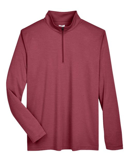 Team 365 Men's Zone Sonic Heather Performance Quarter-Zip Pullover - Sport Maroon Heather Front
