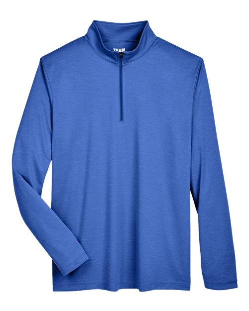 Team 365 Men's Zone Sonic Heather Performance Quarter-Zip Pullover - Sport Royal Heather Front