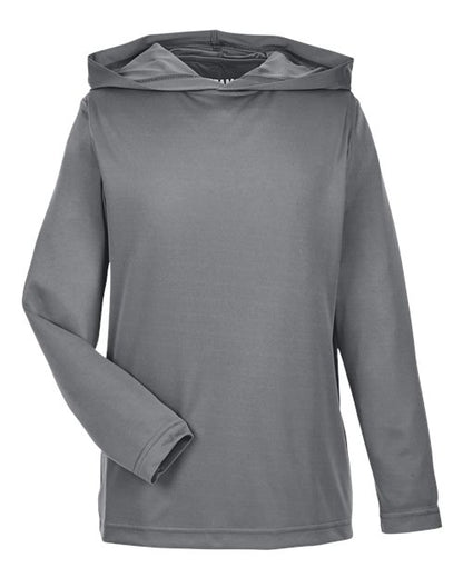 Team 365 Youth Zone Performance Hooded Long Sleeve T-Shirt - Sport Graphite Front