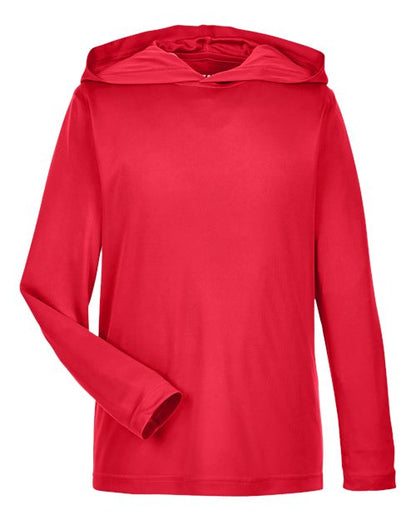 Team 365 Youth Zone Performance Hooded Long Sleeve T-Shirt - Sport Red Front