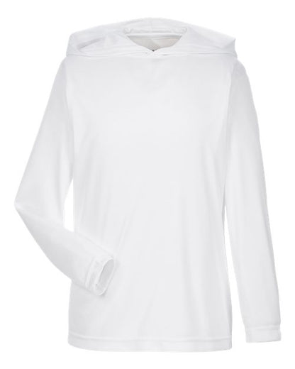 Team 365 Youth Zone Performance Hooded Long Sleeve T-Shirt - White Front