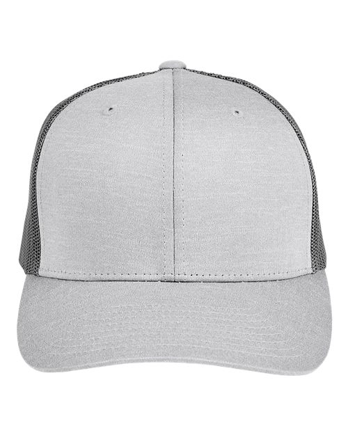 Team 365 Zone Performance Trucker Cap by Yupoong - Athletic Heather/ Sport Graphite Front