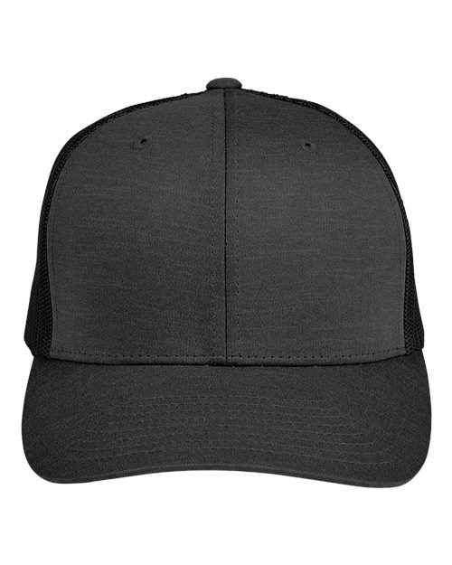 Team 365 Zone Performance Trucker Cap by Yupoong - Black Heather/ Black Front