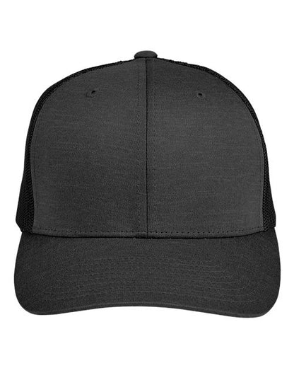 Team 365 Zone Performance Trucker Cap by Yupoong - Black Heather/ Black Front