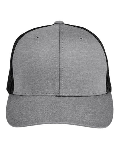 Team 365 Zone Performance Trucker Cap by Yupoong - Dark Grey Heather/ Black Front