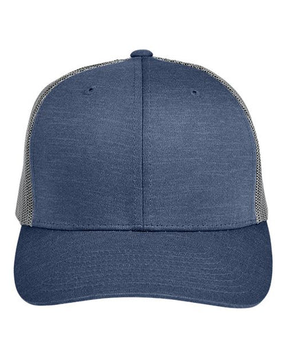 Team 365 Zone Performance Trucker Cap by Yupoong - Sport Dark Navy Heather/ Sport Graphite Front