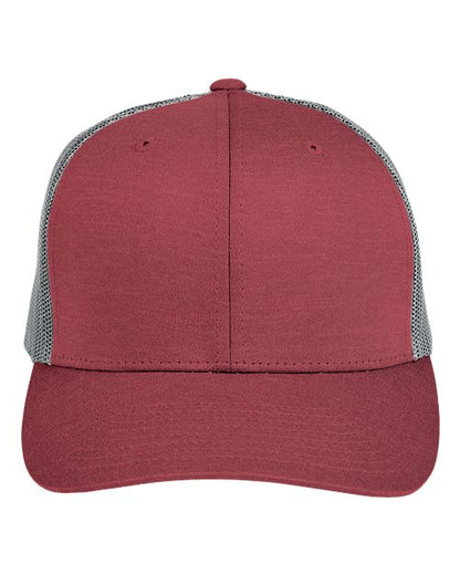 Team 365 Zone Performance Trucker Cap by Yupoong - Sport Maroon Heather/ Sport Graphite Front