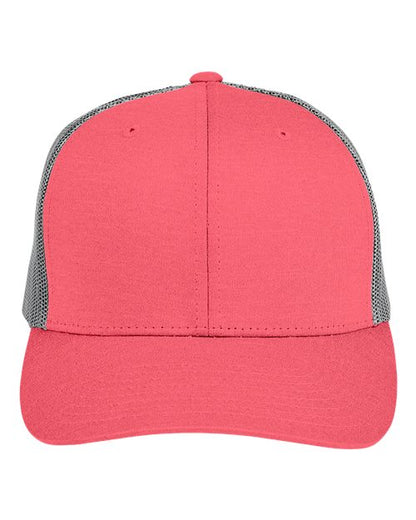Team 365 Zone Performance Trucker Cap by Yupoong - Sport Red Heather/ Sport Graphite Front