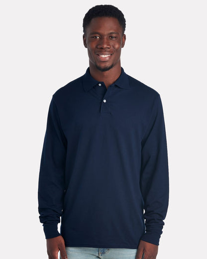 Men's Dri-Power® Long Sleeve Polo - Forest Green Front