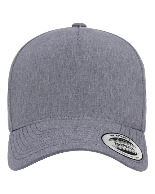 YP Classics Five-Panel Snapback with Perforated Cap - Heather Grey Front