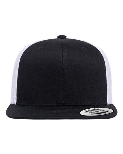 YP Classics Retro High Profile Trucker Cap - Black/ White Front