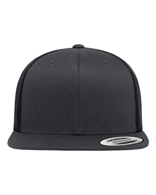 YP Classics Retro High Profile Trucker Cap - Charcoal/ Black Front