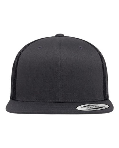 YP Classics Retro High Profile Trucker Cap - Charcoal/ Black Front