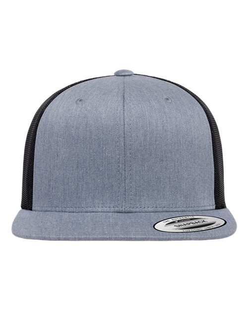 YP Classics Retro High Profile Trucker Cap - Heather Grey/ Black Front