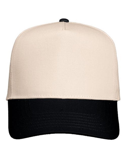 Valucap Five-Panel Twill Cap - Natural/ Black Front
