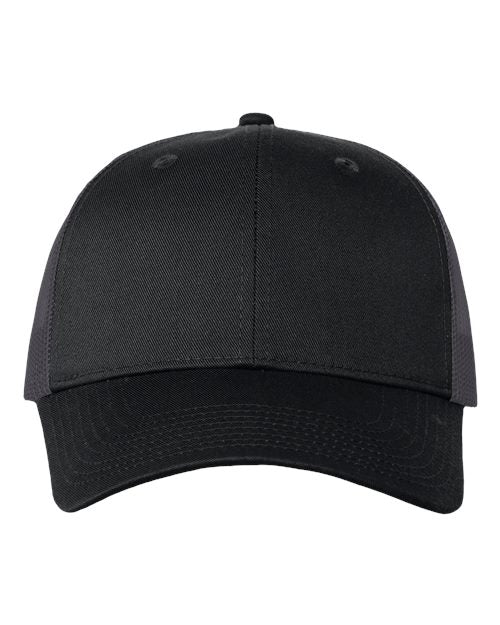 Valucap Mesh-Back Twill Trucker Cap - Black/ Charcoal Front