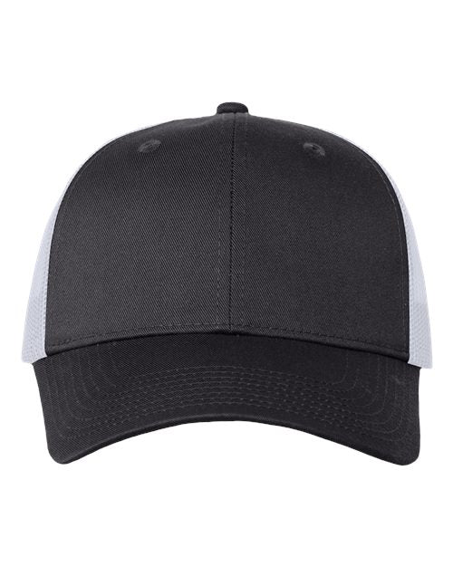Valucap Mesh-Back Twill Trucker Cap - Charcoal/ White Front