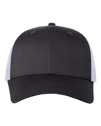Valucap Mesh-Back Twill Trucker Cap - Charcoal/ White Front