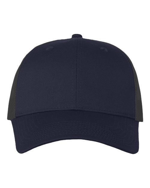 Valucap Mesh-Back Twill Trucker Cap - Navy/ Charcoal Front