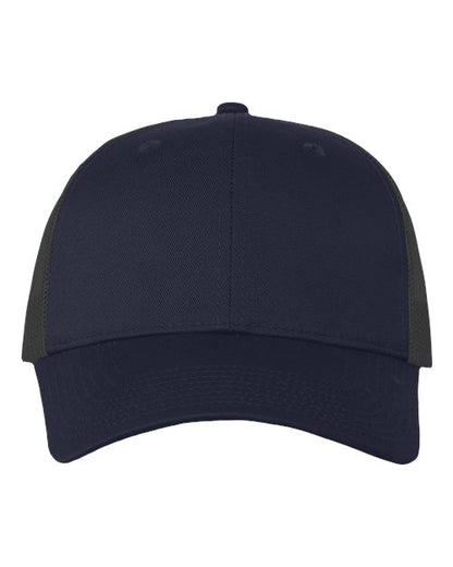 Valucap Mesh-Back Twill Trucker Cap - Navy/ Charcoal Front