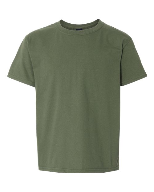 Gildan Youth Light Cotton T-Shirt - Military Green Front