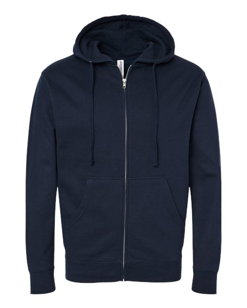 Independent Trading Co. Unisex Midweight Full-Zip Hooded Sweatshirt - Classic Navy Front