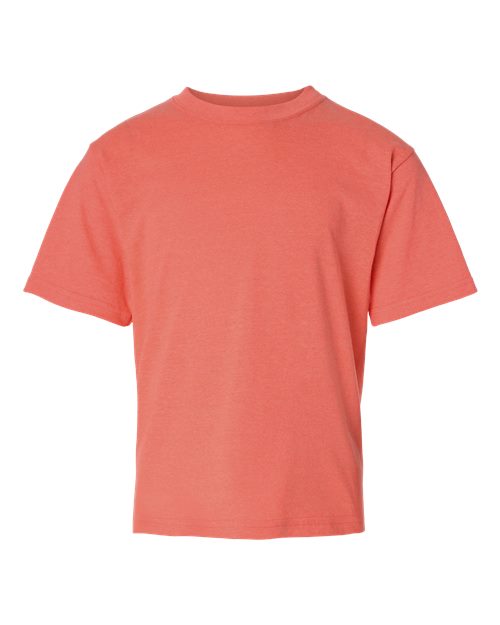 M&O Youth Gold Soft Touch T-Shirt - Heather Coral Front