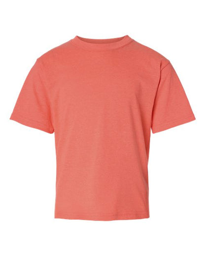 M&O Youth Gold Soft Touch T-Shirt - Heather Coral Front