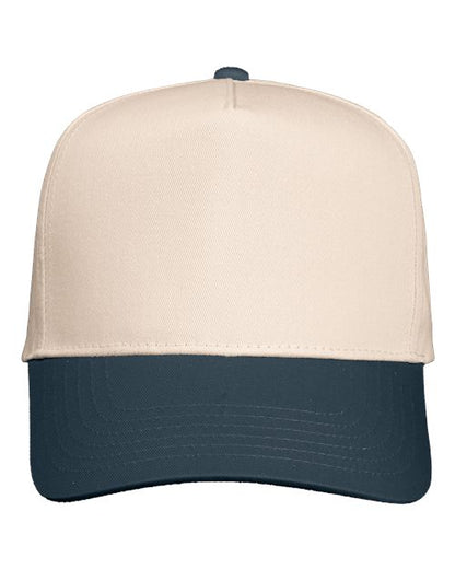 Valucap Five-Panel Twill Cap - Natural/ Charcoal Front