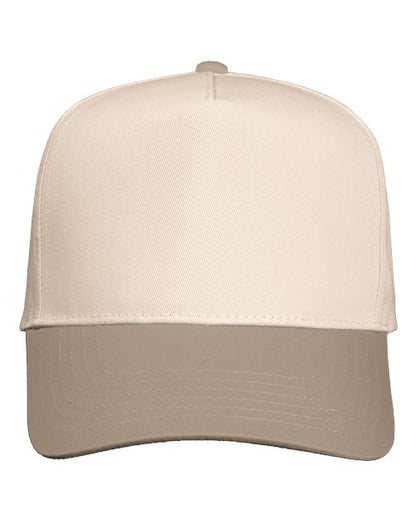 Valucap Five-Panel Twill Cap - Natural/ Khaki Front