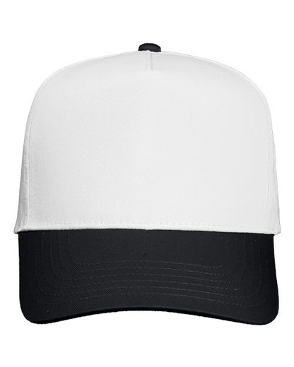 Valucap Five-Panel Twill Cap - White/ Black Front