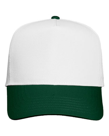 Valucap Five-Panel Twill Cap - White/ Forest Front
