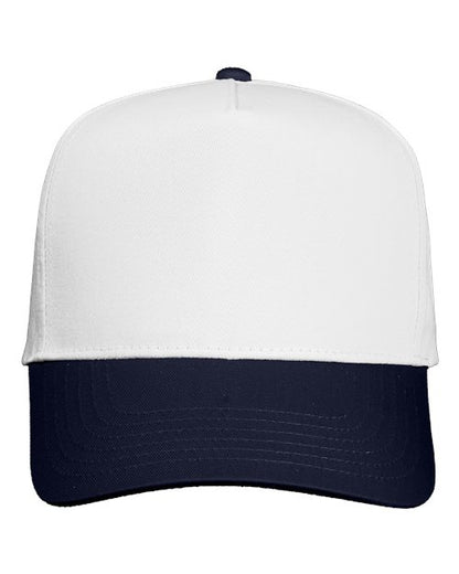Valucap Five-Panel Twill Cap - White/ Navy Front