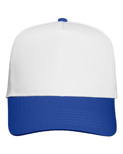 Valucap Five-Panel Twill Cap - White/ Royal Front