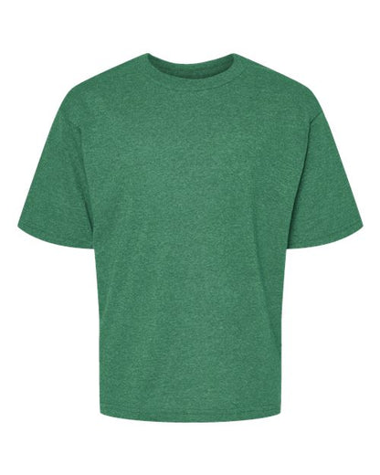 M&O Youth Gold Soft Touch T-Shirt - Heather Kelly Green Front
