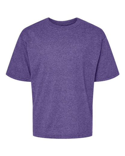 M&O Youth Gold Soft Touch T-Shirt - Heather Purple Front