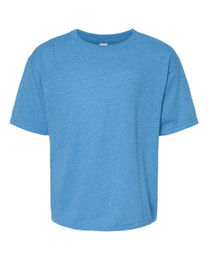 M&O Youth Gold Soft Touch T-Shirt - Heather Turquoise Front