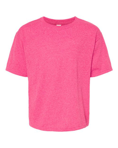 M&O Youth Gold Soft Touch T-Shirt - Neon Pink Front