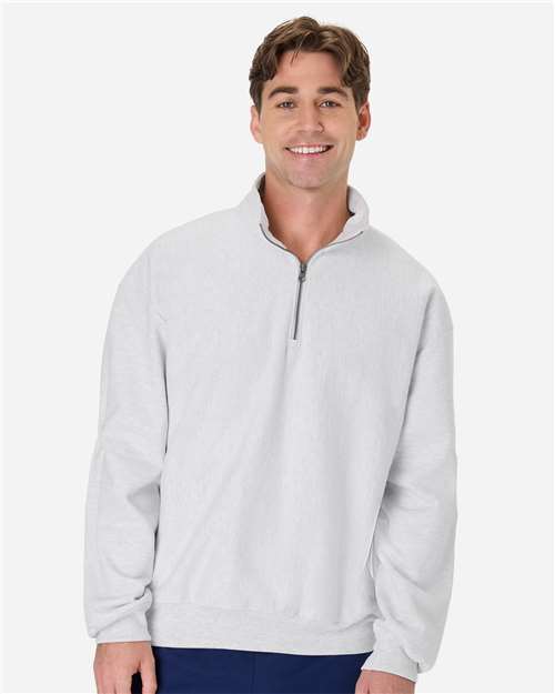 Unisex Beefy® Sweats Premium Heavyweight Quarter-Zip Sweatshirt - Ash Front