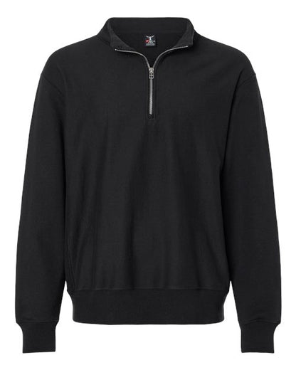 Hanes Unisex Beefy® Sweats Premium Heavyweight Quarter-Zip Sweatshirt - Black Front
