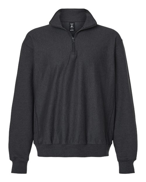Hanes Unisex Beefy® Sweats Premium Heavyweight Quarter-Zip Sweatshirt - Charcoal Heather Front
