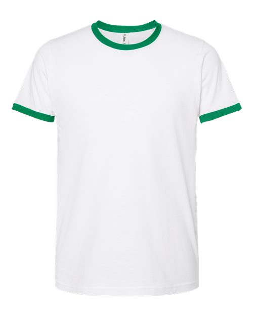 Tultex Unisex Fine Jersey Ringer T-Shirt - White/ Kelly Front