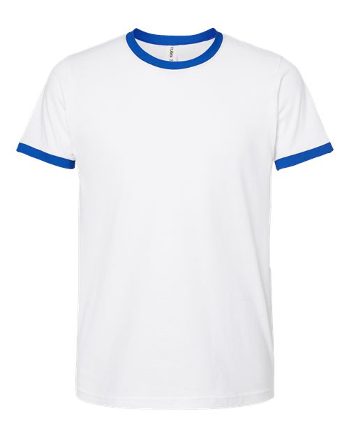 Tultex Unisex Fine Jersey Ringer T-Shirt - White/ Royal Front
