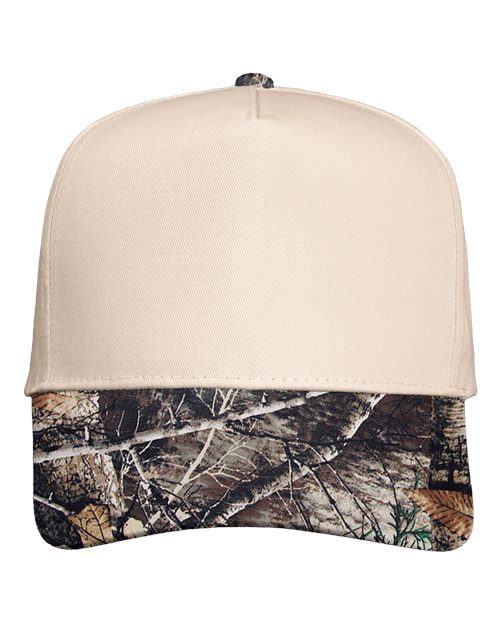 Valucap Five-Panel Twill Cap - Natural/ Realtree All Purpose Front
