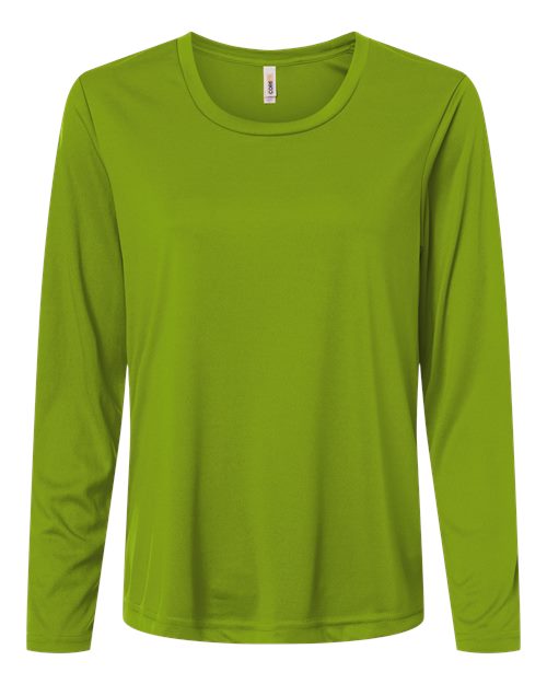 CORE365 Women's Capital Performance Long Sleeve T-Shirt - Acid Green Front