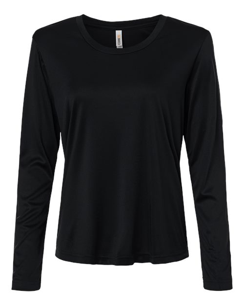 CORE365 Women's Capital Performance Long Sleeve T-Shirt - Black Front