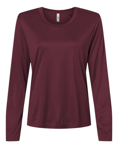 CORE365 Women's Capital Performance Long Sleeve T-Shirt - Burgundy Front