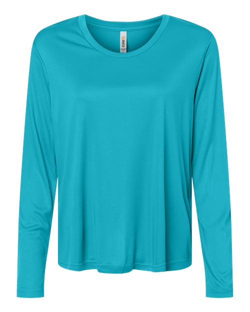 CORE365 Women's Capital Performance Long Sleeve T-Shirt - Clear Teal Front