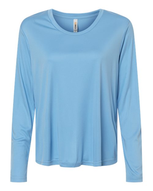 CORE365 Women's Capital Performance Long Sleeve T-Shirt - Columbia Blue Front